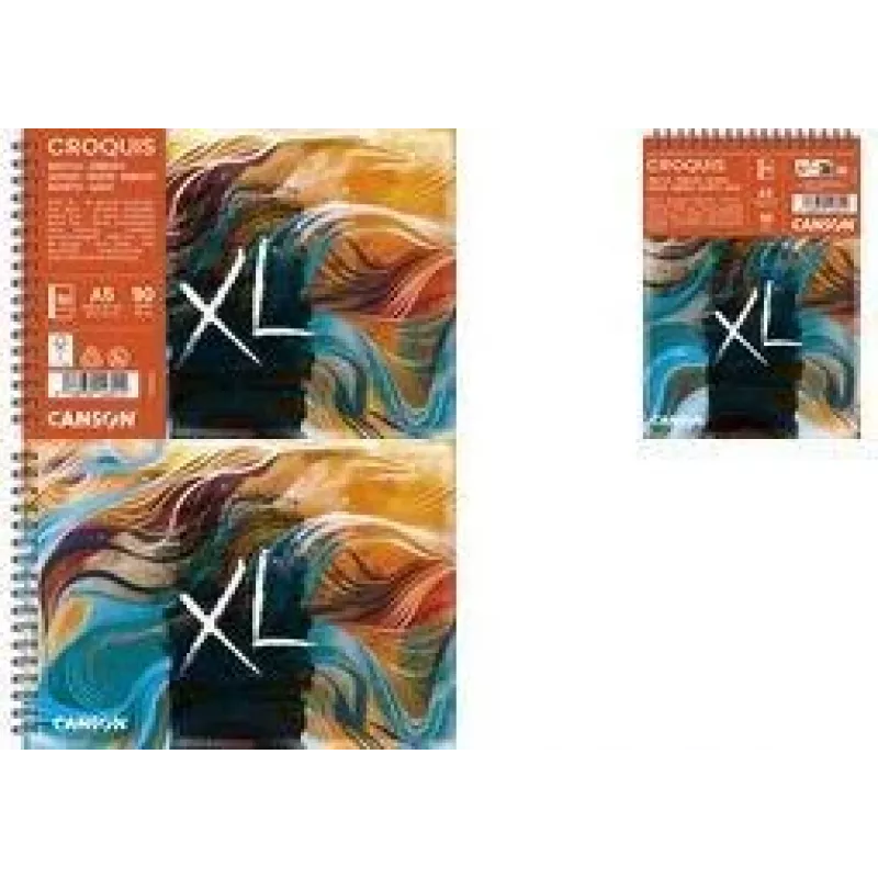 Canson XL schets Waves A5 schetsboek, 90 g/m², 80 bladen, spiraalband, stevige achterkant C507803000