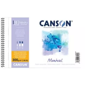Canson Montval aquarelblok, 135 x 210 mm, 300 g/m², 12 bladen, fijne korrel, spiraalgebonden, microperforatie C200807156