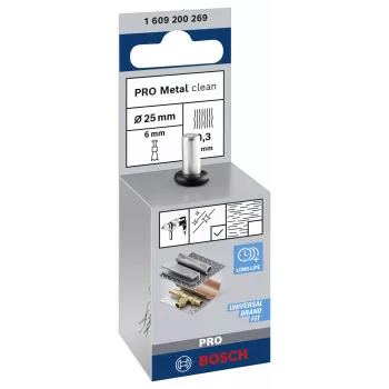Bosch 1 609 200 269 stiftdraadborsel, gegolfd staal, 25 mm, 6 mm schacht