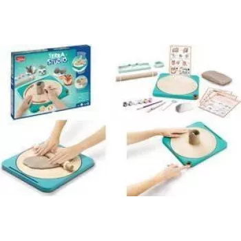 Maped Creativ pottenbakstudio-set voor kinderen vanaf 5 jaar, luchtrockende klei met 6 kleuren, gereedschap, penselen en lak 907224