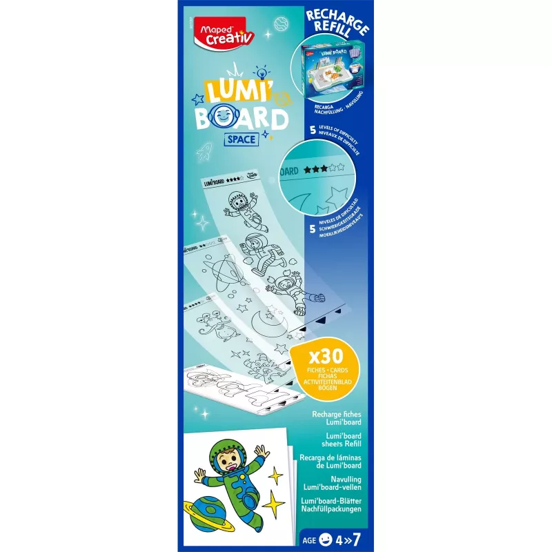 Maped Creativ LUMI BOARD Space navulpack - 35 transparante en themabladen voor LED-lichttables 907097