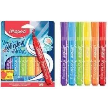 Maped MARKER'PEPS raamstift, 6 verschillende kleuren, 2 mm ronde punt, kartonnen etui 844822