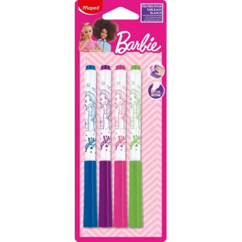 Maped Barbie whiteboardmarkers, 4-pack, 1,5 mm ronde punt, geurloos droog uitwisbaar, diverse kleuren 741301