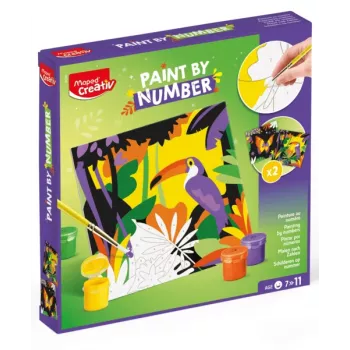 Maped Creativ schilderen op nummer set - papegaai & vlinder, 2 motieven, 10 acrylverf, vanaf 7 jaar 907085