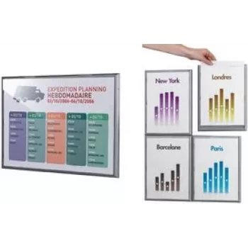 PAPERFLOW wandgemonteerd infodisplay A4 aluminiumgrijs 4-pack 4066x4.35