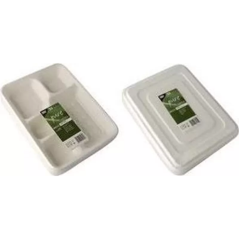 PAPSTAR menubakken van suikerriet pure, 5-vaks, 22 x 28,2 cm, wit, 25 stuks (89882)
