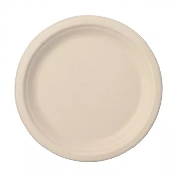 PAPSTAR Pure suikerriet-bord, rond, 230 mm, 50 stuks, composteerbaar, magnetronbestendig 89866
