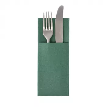 PAPSTAR ROYAL Collection servethoes, donkergroen, stofachtig premium-tissue, voorgevouwen met bestekzak, 40 x 40 cm, 50 stuks 37334