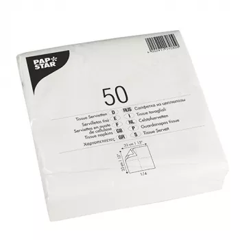 PAPSTAR lunchservetten, 330 x 330 mm, 2-laags, wit tissue, 1/4-vouw, 250 stuks 17080