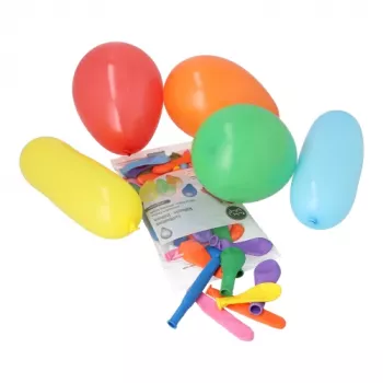 PAPSTAR 50-delige feestballon-set in gemengde kleuren en vormen, natuurrubberlatex, rond en modelleerballonnen, biologisch afbreekbaar 18674