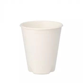 PAPSTAR pure suikerriet drinkbeker 0,2 L, wit, 12-pack, composteerbaar en magnetronbestendig 89853