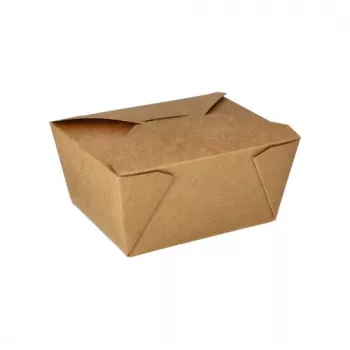 PAPSTAR pure lunchbox 750 ml bruine kartonnen schaal met PLA-coating wegwerp-voedselcontainer 85687