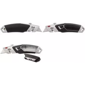 WEDO veiligheidsmes Profi Plus II, 3-traps automatische mesretour, zilver/zwart, 3 snijdieptes, 1 stuk (78 851)
