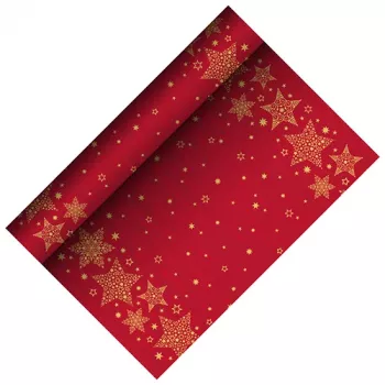 PAPSTAR Christmas Shine rode Airlaid tafelloper, 400 mm x 3 m, op rol, 1 stuk 88657