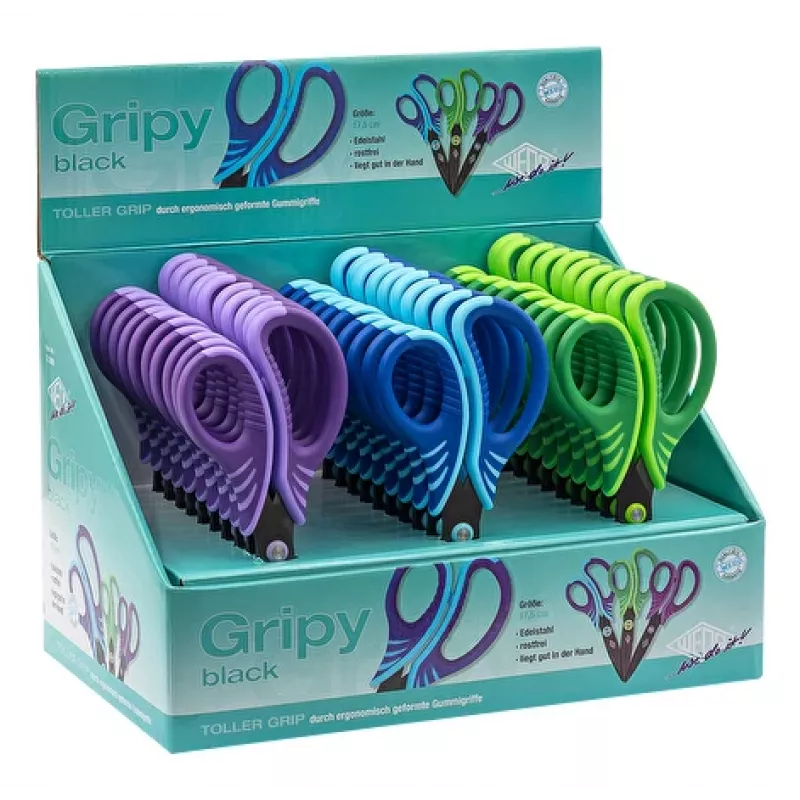 WEDO Gripy knutselaar schaar, ronde punt, 175 mm, zwart, voor rechtshandigen, 30-pack 732 699