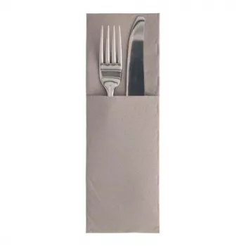 PAPSTAR ROYAL Collection servettenzak, grijs, 40 x 40 cm, 1-laags airlaid, voorgevouwen met bestekzak, 50 stuks 89417