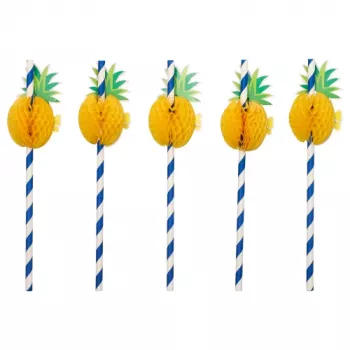 PAPSTAR papieren rietjes ananas, 200 mm, blauw/wit, 250 stuks (87780)