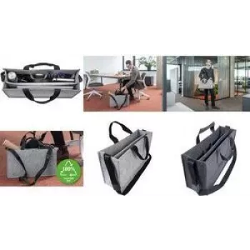 SIGEL business vilttas Desk Sharing Bag Classic L, grijs synthetisch vilt, 2 handgrepen & verstelbare schouderriem, 1 stuk (BA409)