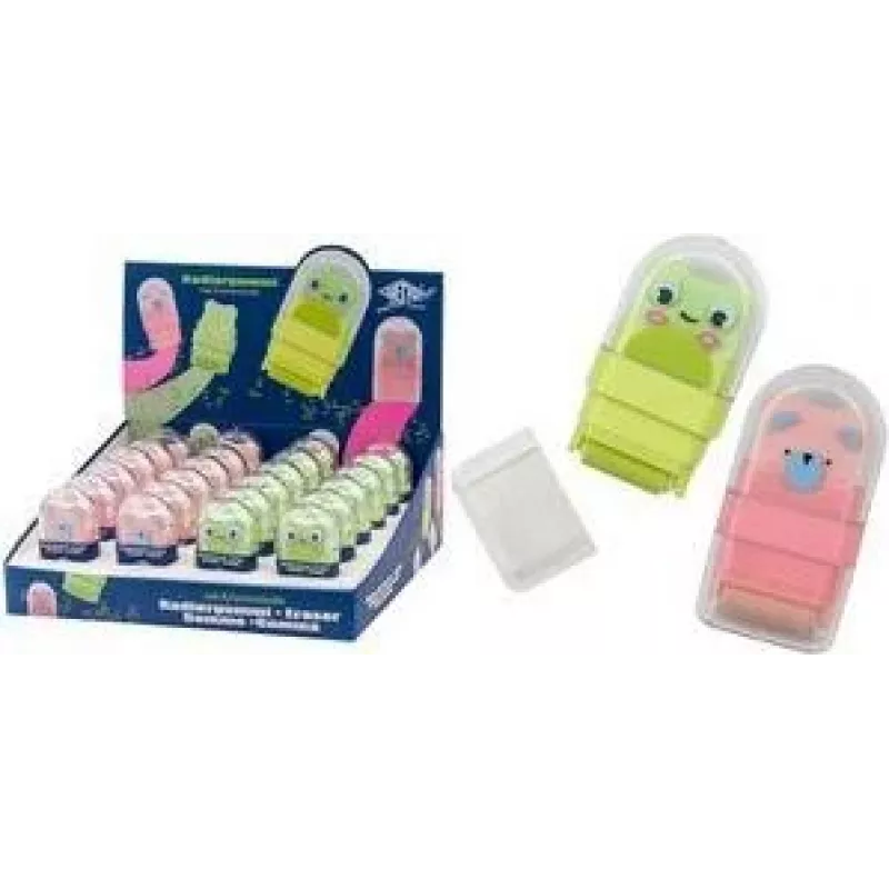 WEDO Clean Animal kunststof gummetjes display, kikker- & berendesign, 24 stuks 5998399