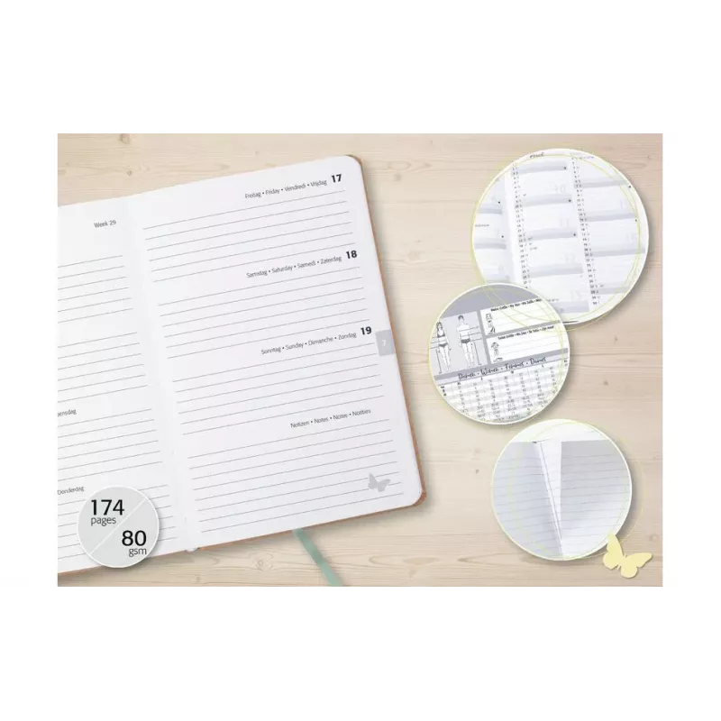 SIGEL weekplanner Pure Sparkle Leaves plant 2026 meerkleurig - A6 (J6802)