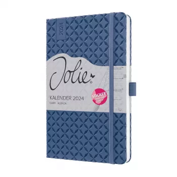 SIGEL Jolie 2024 weekboekkalender A6, kunstleer, blauw, 1 week op 2 pagina's, 174 pagina's J4100