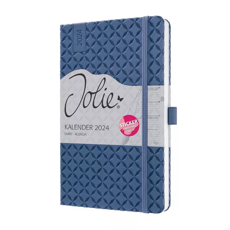 SIGEL Jolie 2024 weekboekkalender A6, kunstleer, blauw, 1 week op 2 pagina's, 174 pagina's J4100