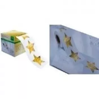 SIGEL kerststerren stickers, gouddruk, 47 x 47 mm, op rol (CS112)