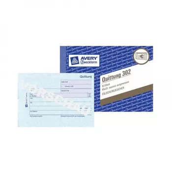 Avery 302 A4 administratieboek, blauw/wit, 96 vel, 192 pagina's, speciale ledger-liniatuur, 90 g/m², gebonden