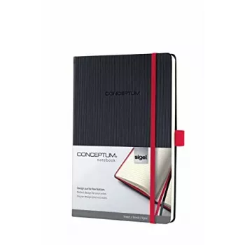 SIGEL Conceptum A5 geruit notitieboek, zwart/rood, hardcover met Softwave-structuur, 194 pagina's, Red Edition CO662