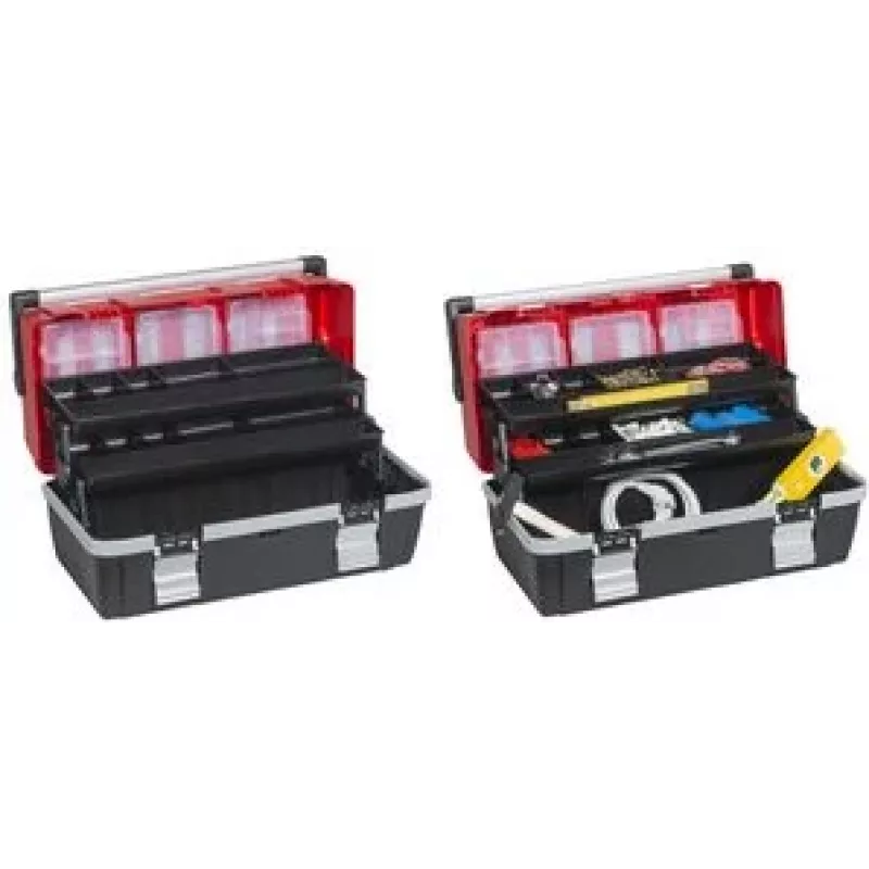 allit McPlus Alu C 22 gereedschapskoffer, polypropyleen, rood/zwart, 2 cantilever-lades 457021