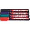 Edding 300-E4 Markerset, 4 stuks, zwart/blauw/groen/rood 4-300-4