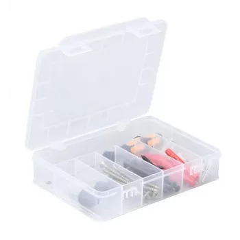 ALLIT EuroPlus Basic assortimentsbox 18/7, transparant slagvast polypropyleen, 7 vakken, zwart 457180