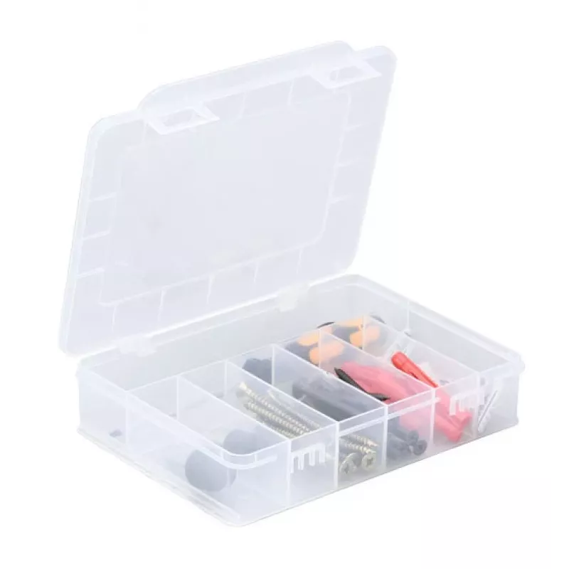 ALLIT EuroPlus Basic assortimentsbox 18/7, transparant slagvast polypropyleen, 7 vakken, zwart 457180