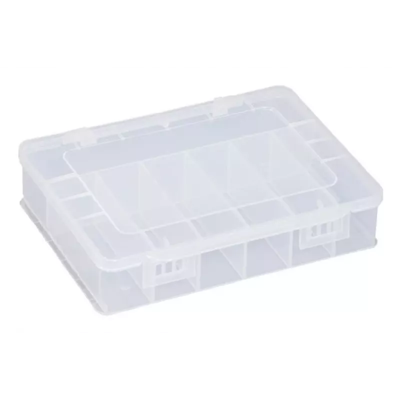 ALLIT EuroPlus Basic assortimentsbox 18/7, transparant slagvast polypropyleen, 7 vakken, zwart 457180