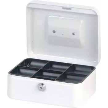MAUL geldkist wit 200x170x90 mm staal met cilinderslot en 2 sleutels 56102-02