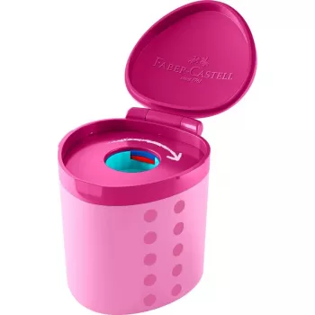 FABER-CASTELL Grippy potloodslijper, roze met mesbescherming, kindveilig, klikmechanisme - 1 stuk (181795)