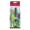 Faber-Castell Dino Jumbo schrijfpakket, groen, 3 pennen, 3 mm stift, ergonomisch driehoekig, breukvast, vanaf 3 jaar 111529