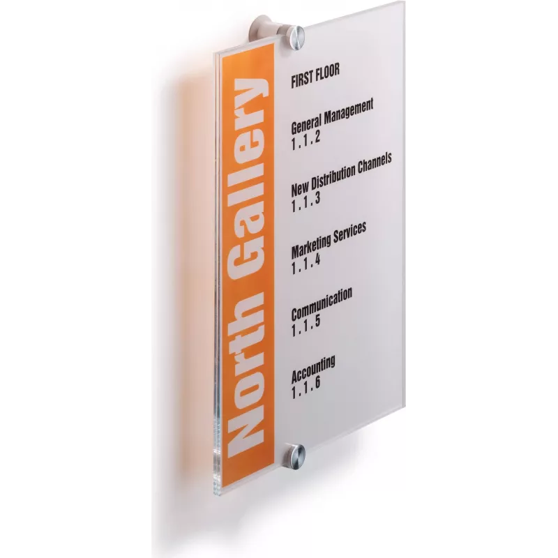 DURABLE CRYSTAL SIGN A4 staand deurbordset, transparant acryl, schroefmontage 482519