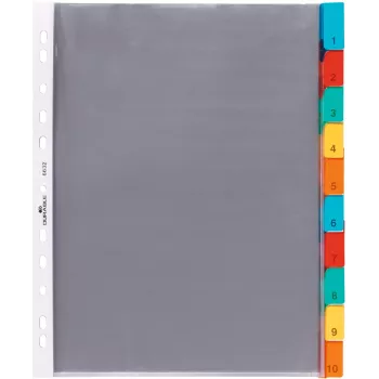 DURABLE A4 insteekhoezen-register, 10-delig, kleurgesorteerde tabbladen, polypropyleen 663219