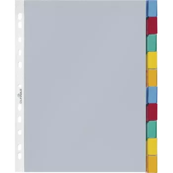 DURABLE A4 insteekhoezen-register, 10-delig, kleurgesorteerde tabbladen, polypropyleen 663219
