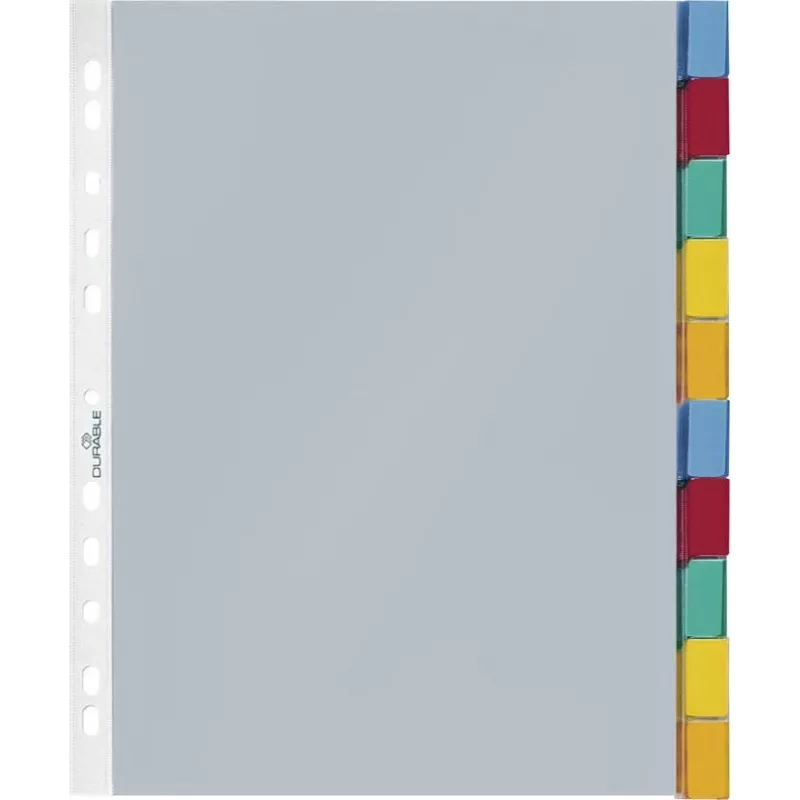 DURABLE A4 insteekhoezen-register, 10-delig, kleurgesorteerde tabbladen, polypropyleen 663219