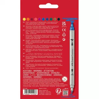 FABER-CASTELL glitter dubbele punt viltstiften, 10 verschillende kleuren, wasbaar, 3-5 mm & 1 mm punten 151107