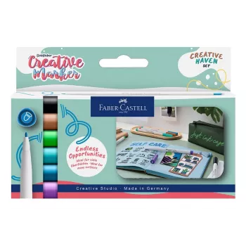 Faber-Castell Goldfaber Creative Marker set Creative Haven, 6 verschillende kleuren, inkt op waterbasis, penspunt 160603