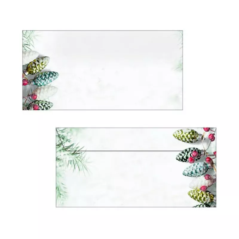 Sigel DU177 Christmas Garland Envelop DIN lang (DL, 110 x 220 mm), zonder venster, wit/groen, 90 g/m², 50 stuks
