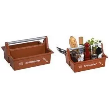 allit McPlus Carry Grillmeister draagkoffer bruin met aluminium handgreep, 2 grote vakken 8500908000