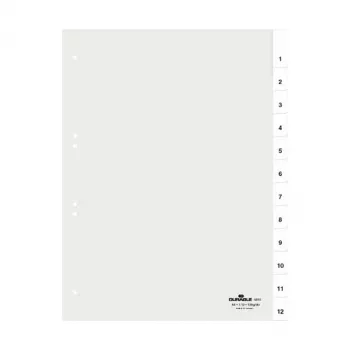 DURABLE A4 register 1-12 met voorblad, 80/80/80 mm perforatie 681019