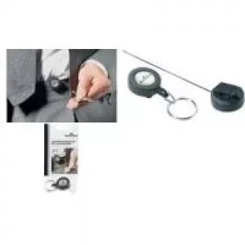 DURABLE Jojo uittrekbare sleutelhanger met sleutelring, zwart, 80 cm koord, 10-pack 822258
