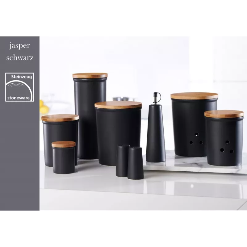 Ritzenhoff & Breker Jasper voorraadpot 1,6L steengoed met bamboedeksel, zwart 415322