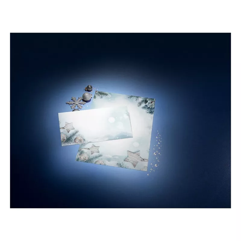 SIGEL Snow Star DL designpapier 110 x 220 mm 80 g/m² blauw/wit DU312