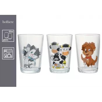 Ritzenhoff & Breker HOFTIERE boerderijdieren 3-delige drinkglazen-set, decoratieve motiefdruk 819243
